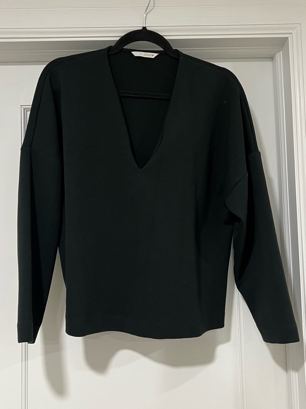 Zara Dark Green V-Neck Long Sleeve Top